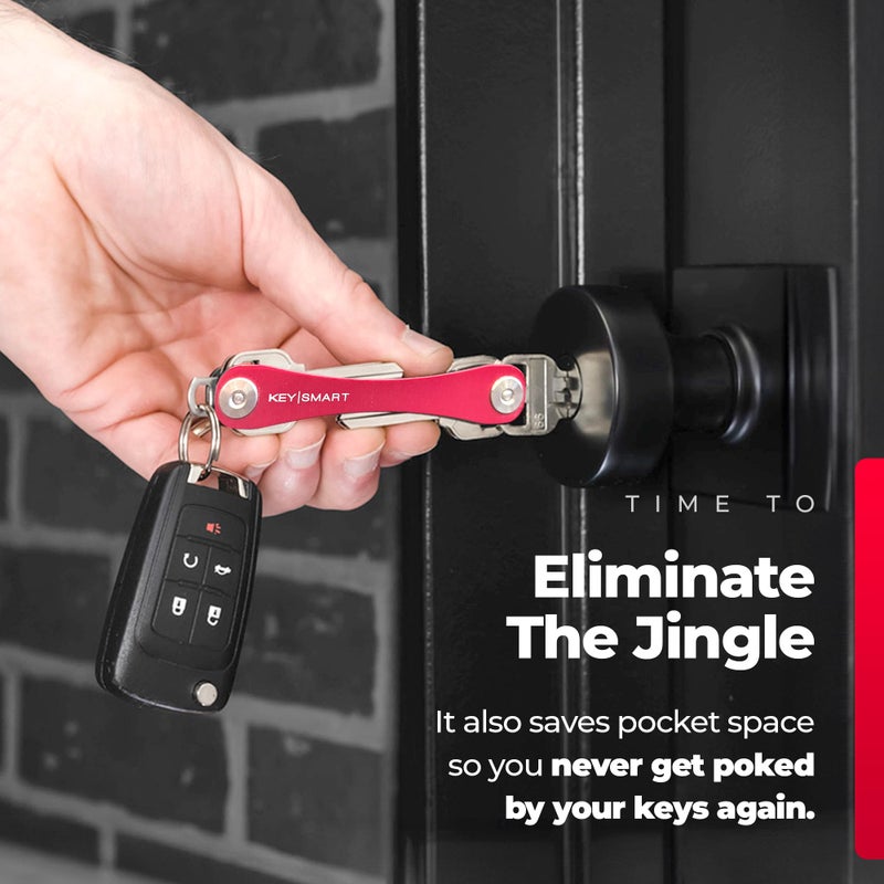 key smart KeySmart Original Key Holder - Compact Key Organizer for Key Chain, Minimalist Clutter-Free EDC Keychains Key Ring, Red, 14 Keys - Image 3